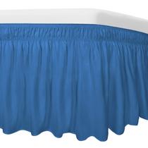 Falda para Cama Fácil de Usar Talla Twin/Full Caída de 56 cm Azul