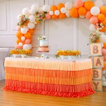 Falda para mesa con volantes otoñales para mesa rectangular de 9 pies
