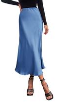 Falda PRETTYGARDEN 2025 Otoño Midi Azul de Cintura Alta S Falda PRETTYGARDEN 2025 Otoño Midi Azul de Cintura Alta S