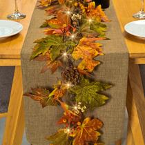 Fall Maple Leaf Garland Artgar 1,8 m com bagas de pinhas