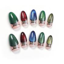 False Nails OCOUYVD Glitter Christmas Lights French Tip False Nails OCOUYVD Glitter Christmas Lights French Tip