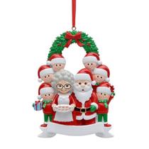 Família de 8 ornamentos de Natal personalizados Santa & Mrs. Claus Plus 6 Elfos Presente de Enfeite de Natal para avós netos