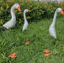 Família Garça 3 Peças Em Cerâmica Para Decoração Jardim