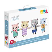 Família Gatinhos Expressões Brinquedo Infantil em Madeira