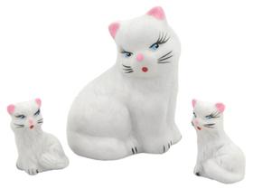 FAMILIA GATO em MINIATURA de Ceramica - Decore Casa