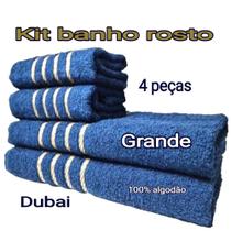 familia kit toalhas de rosto e banho 2 cores azul e bege 4 peças - DUBAI