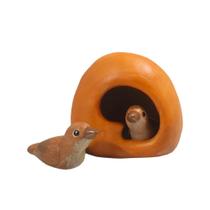 Familia Miniatura Joao de barro com casinha de ceramica - Decore Casa