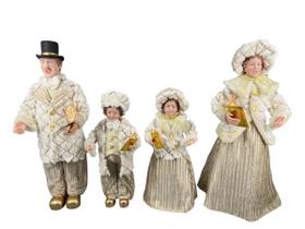 Familia Natalina Pai, Mãe e Filhos Creme/Dourado Natal 65cm