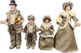 Familia Natalina Pai, Mãe Filhos Linho Marrom Natal 65cm Familia Natalina Pai, Mãe Filhos Linho Marrom Natal 65cm