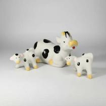 Familia Vaca Miniatura de Ceramica Decoração Terrario Familia Vaca Miniatura de Ceramica Decoração Terrario
