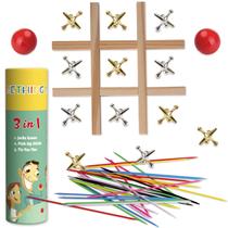 Family Games TriMagic 3 em 1 Jacks Game com bola, Pick Up Sticks
