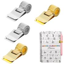 Fampery Suporte para Prancheta com Porta-caneta 4 Unidades - Presilhas Metálicas para Caneta em Dourado e Prata - Organizador Ajustável com Presilha de Mola Única para Caderno, Prancheta e Material de Escritório Fampery Suporte para Prancheta com Porta-caneta 4 Unidades - Presilhas Metálicas para Caneta em Dourado e Prata - Organizador Ajustável com Presilha de Mola Única para Caderno, Prancheta e Material de Escritório