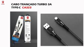 Fancy cabo trancado turbo 3a p/ type-c ca323 c/ caixa metal