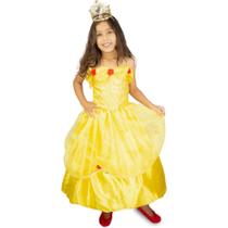 Fantasia A Bela e a Fera Infantil Vestido Longo de Luxo Fantasia A Bela e a Fera Infantil Vestido Longo de Luxo