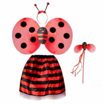 Fantasia Abelha e Joaninha Infantil Com Asas Antenas Saia e Varinha Fantasia Abelha e Joaninha Infantil Com Asas Antenas Saia e Varinha