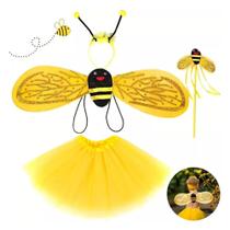 Fantasia Abelhinha Infantil Asa de abelha tiara varinha e Saia de tule - xuxu de meia