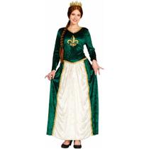 Fantasia Adulta Feminina de Luxo Vestido Princesa Medieval Longo Verde