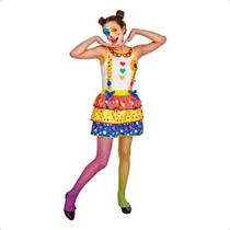 Fantasia Adulta Feminina Palhacinha de Circo Divertida pra Festa Carnaval e Halloween