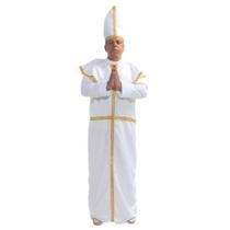 Fantasia Adulta Religiosa Roupa Papa de Luxo com Mitra Religiosa
