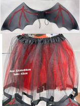 Fantasia adulto Diabinha Halloween Carnaval aniversário asa saia tule Fantasia adulto Diabinha Halloween Carnaval aniversário asa saia tule