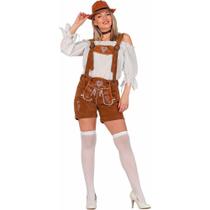 Fantasia Alemã Feminina de Luxo Macacão Curto Camurça Marrom Festa Carnaval Oktoberfest Halloween Fantasia Alemã Feminina de Luxo Macacão Curto Camurça Marrom Festa Carnaval Oktoberfest Halloween