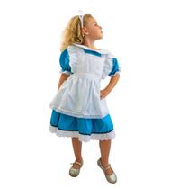 Fantasia Alice País das Maravilhas Infantil Vestido e Tiara - Fantasia da Alice Infantil Vestido Menina