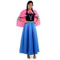 Fantasia Anna Frozen Adulto com Capa - Disney Fantasia Anna Frozen Adulto com Capa - Disney