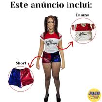 Fantasia Arlequina Completa Harley Quinn Halloween Esquadrão Suicida Infantil e Adulto