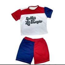 fantasia Arlequina Conjunto shorts com cropeed fantasia Arlequina Conjunto shorts com cropeed
