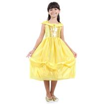 Fantasia As Princesas Infantil Vestido de Princesa Dourada Sulamericana 927004