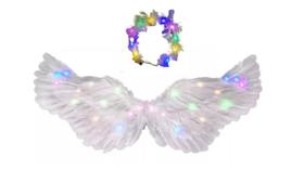 Fantasia asa de anjo infantil asa e tiara led festas