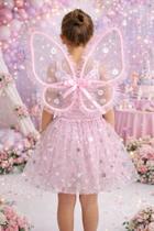 Fantasia Asas Borboleta Fada Saia Tule Fofa Rosa Meninas Fantasia Asas Borboleta Fada Saia Tule Fofa Rosa Meninas