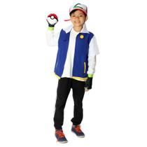 Fantasia Ash Pokémon Anime cosplay infantil kit 2 itens