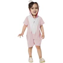 Fantasia Baby Shark Bebê Tubarão Rosa Curto de Carnaval