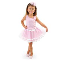 Fantasia Bailarina Rosa Infantil Luxo com Tiara