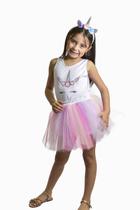 Fantasia Bambolê Infantil Carnaval Unicórnio com tiara- 157