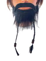 Fantasia Barba Falsa com trança+ Bigode preto de Pelúcia