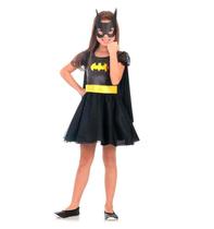 Fantasia Batgirl Infantil de Luxo Com Capa e Máscara Brilhante