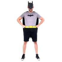 Fantasia Batman Adulta Curta com Capa Cinto e Máscara