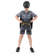 Fantasia Batman Curto Infantil com Musculatura - Liga da Justiça