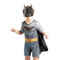 Fantasia Batman Macacão Curto Com Capa e Máscara Infantil - Rosita