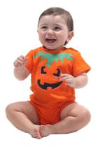 Fantasia Bebê Abobora Macacão Body Laranja Macaquinho Hallow