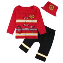 Fantasia Bebê Bombeiro 3 Peças Camisa Calça e Gorro Fantasia Bebê Bombeiro 3 Peças Camisa Calça e Gorro