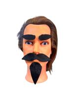 Fantasia Bigode sobrancelhas e barbicha Preta de Pelúcia
