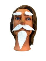 Fantasia Bigode sobrancelhas e cavanhaque Branco de Pelúcia