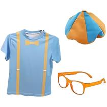 Fantasia Blippi Camiseta Boina E Óculos Pronta Entrega