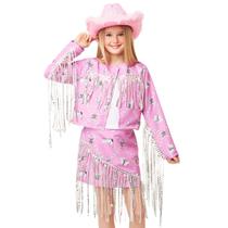 Fantasia Boiadeira Infantil Cowgirl Rosa Country com Chapéu Fantasia Boiadeira Infantil Cowgirl Rosa Country com Chapéu