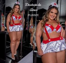 Fantasia Bojo Plus Size Doutora Lingerie Feminino Adulto Plus Size - Veste do 46 ao 54