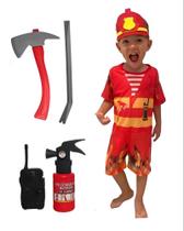 Fantasia Bombeiro com Capacete e Kit Completo Fantasia Bombeiro com Capacete e Kit Completo