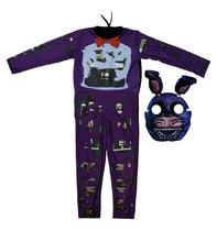 Fantasia Bonnie Infantil Longa Com Máscara de Halloween Five Nights at Freddy's